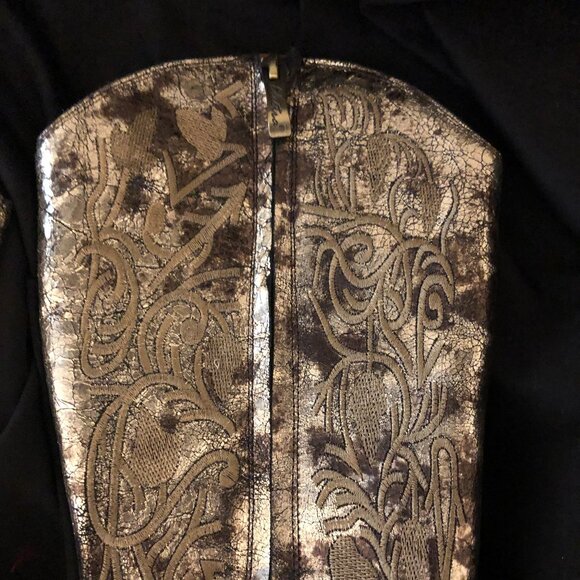 Vintage Style Gold Knee Length Leather Dress Boot - Picture 10 of 16